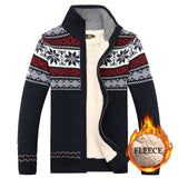 Men Velvet Sweatercoat Winter pattern style Wool Cardigan Male Casual Thicken Warm fleece Christmas Sweater for Man Hombre