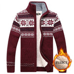 Men Velvet Sweatercoat Winter pattern style Wool Cardigan Male Casual Thicken Warm fleece Christmas Sweater for Man Hombre