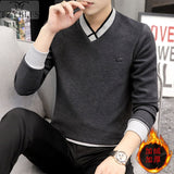 2019 long sleeve men's sweater winter upper garment slim fit cover Korean version thickened trend warm bottoming shirt