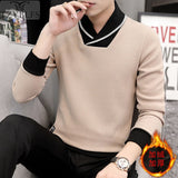 2019 long sleeve men's sweater winter upper garment slim fit cover Korean version thickened trend warm bottoming shirt