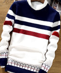 CO 2019 autumn sweater male teenagers Cultivate one's morality round neck sweater Thin striped sweater