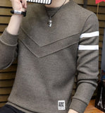 CO 2019 autumn sweater male teenagers Cultivate one's morality round neck sweater Thin striped sweater