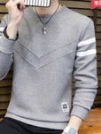 CO 2019 autumn sweater male teenagers Cultivate one's morality round neck sweater Thin striped sweater