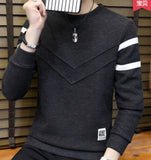 CO 2019 autumn sweater male teenagers Cultivate one's morality round neck sweater Thin striped sweater