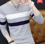 CO 2019 autumn sweater male teenagers Cultivate one's morality round neck sweater Thin striped sweater