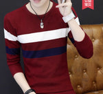 CO 2019 autumn sweater male teenagers Cultivate one's morality round neck sweater Thin striped sweater