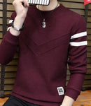 CO 2019 autumn sweater male teenagers Cultivate one's morality round neck sweater Thin striped sweater