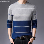 AIRGRACIAS 2019 New Sweater Men Fashion Brand Pullover Striped Slim Fit Knitred Woolen Autumn Casual Men Clothes pull hombre