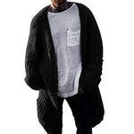 Men's Solid Color Cardigan Long Sleeve Loose Sweater Coat Loose Cardigan Large Size Coat Long Length Top