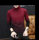 2020 Men's Turtleneck Sweater Pullovers Male Autumn Winter Slim Fit Knitted Sweaters Casual Gradient Patchwork sweater knitwear